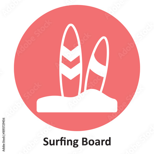 Surfing Board Vector icon which can easily modify or edit