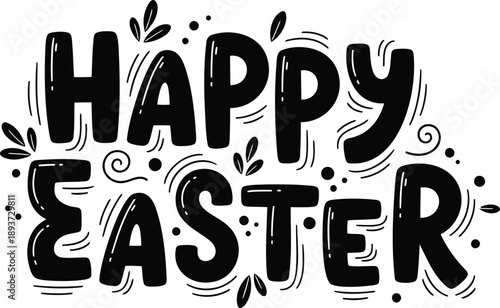 Happy Easter vector illustration with decorative text