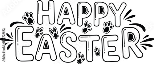 Happy Easter vector greeting with bunny footprints