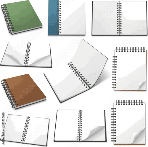 Isolated a kinds of deferent realistic Pair of new white leather sneakers with untied shoelaces floating in the air. vector art with white background..