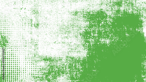 Green and white distressed grunge textured background with dots and scratches