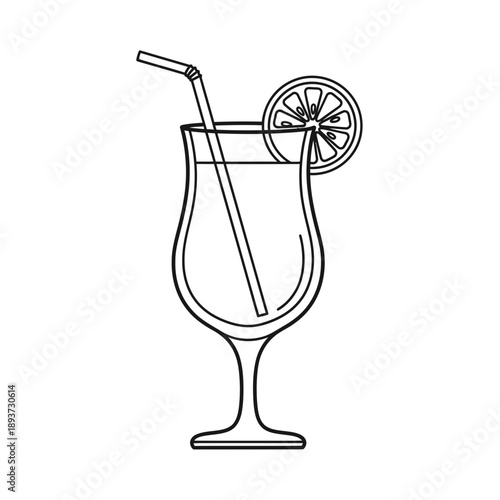 Cocktail Glass Illustration – Tropical Drink with Citrus Garnish for Bar, Cafe & Menu Design