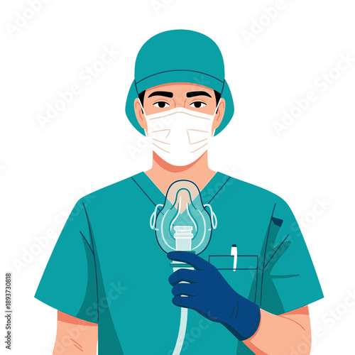 Surgeon Illustration – Medical Doctor in Surgical Mask and Gloves for Healthcare & Hospital Design