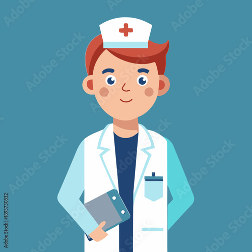 Surgeon Illustration – Medical Doctor in Surgical Mask and Gloves for Healthcare & Hospital Design