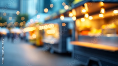 Wallpaper Mural A lively market setting comes to life in the evening as food trucks serve mouth-watering dishes. Twinkling lights create a warm glow, inviting visitors to explore and enjoy the flavors Torontodigital.ca