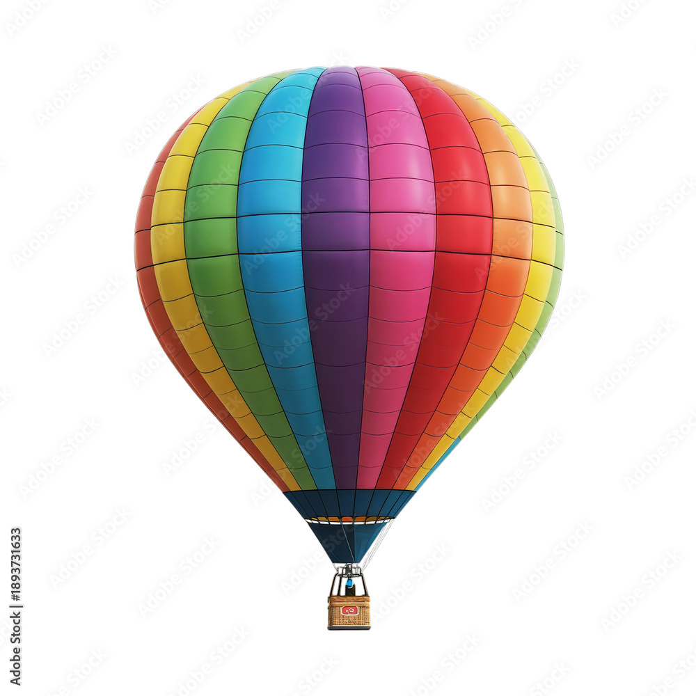 Fototapeta premium Rainbow striped hot air balloon floating stripes colorful