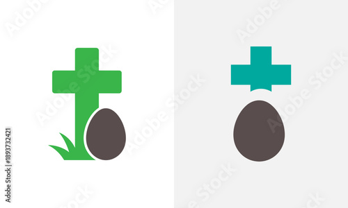  Broken Easter egg silhouette symbol elements and logo type icon.
