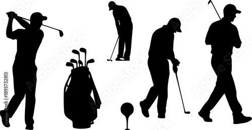 set of golf silhouettes Vector