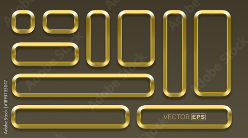 Elegant 3D Golden Metallic Frames Set