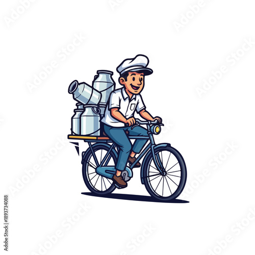 Milk Delivery Man on Bicycle
