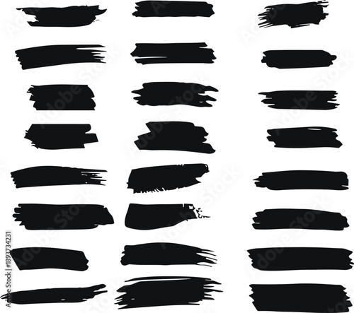 Hand drawn ink and brushes vector collection. Cute background and texture set. grunge black artistic brush stroke design elements