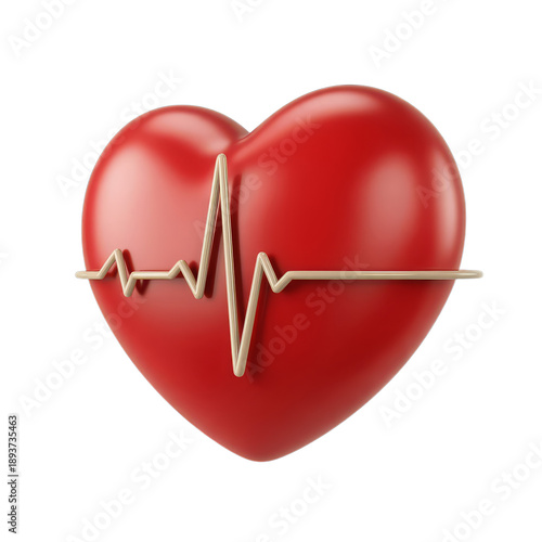 Red heart with ecg pulse line electrocardiogram