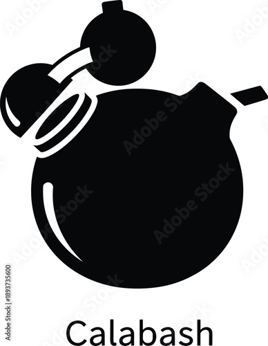 Traditional chinese calabash gourd icon silhouette, ancient medicine bottle symbol, herbal remedy container, oriental wellness icon, health and longevity graphic, flat vector