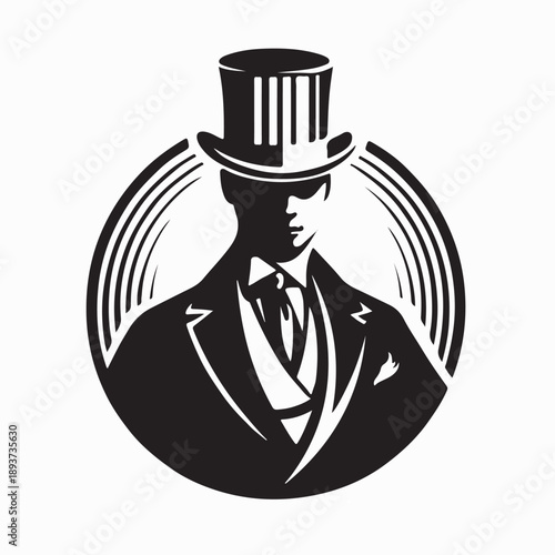 Vintage English Dandy Logo Design Vector Isolated on White Background