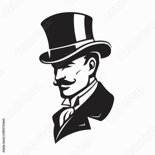 Vintage English Dandy Logo Design Vector Isolated on White Background