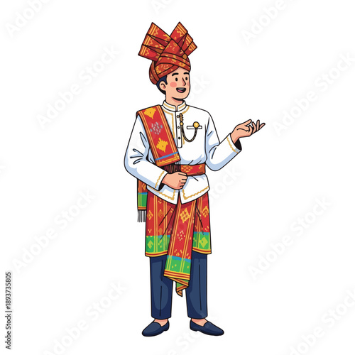 Traditional Thai dancer in colorful ceremonial costume