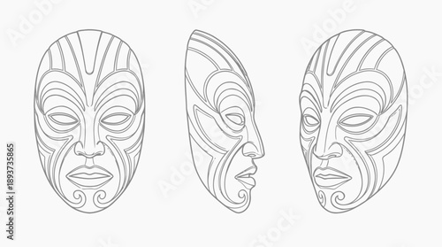 Cultural Event, Traditional Masks, Artistic Display, Gallery, Indoor, Front View