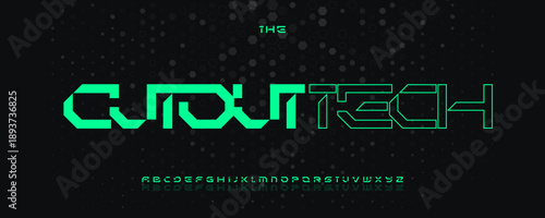 Cutout Tech Font Logo Alphabet Vector English Letters Set Modern Typography, Creative Typographic Design for Title Text, Typo Poster Headline, Type Symbol Logotype, Sans Serif Fonts. Vector Typeface