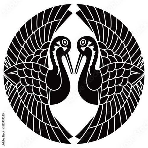 	家紋です。対い鶴といいます。