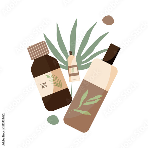 Set of cosmetic products for SPA. A jars of cream or other cosmetic products. 