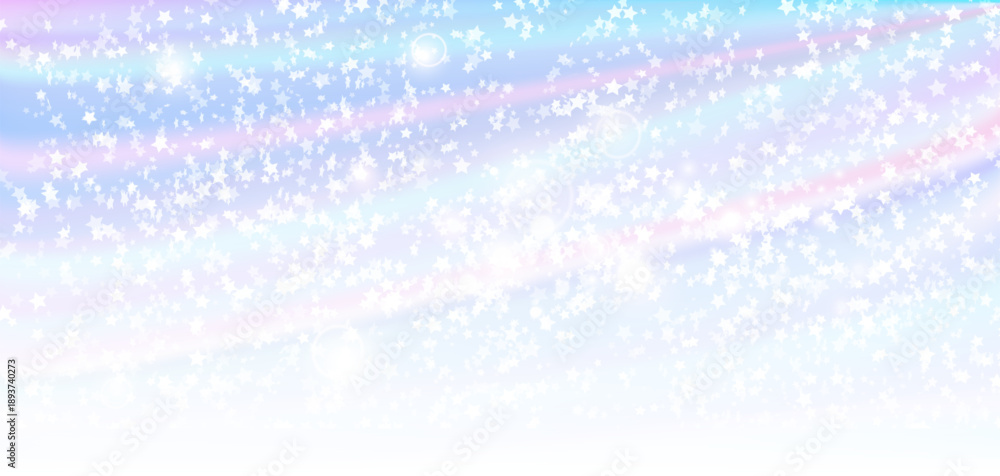 Obraz premium Dreamy pastel sky background with glowing stars, soft bokeh lights and magical atmosphere. Ideal for holiday designs, fantasy banners, overlays, greeting cards and romantic visuals