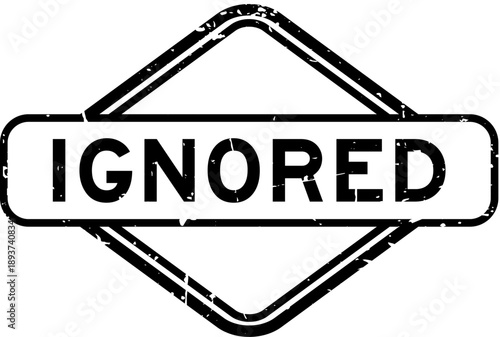 Grunge black ignored word rubber seal stamp on white background