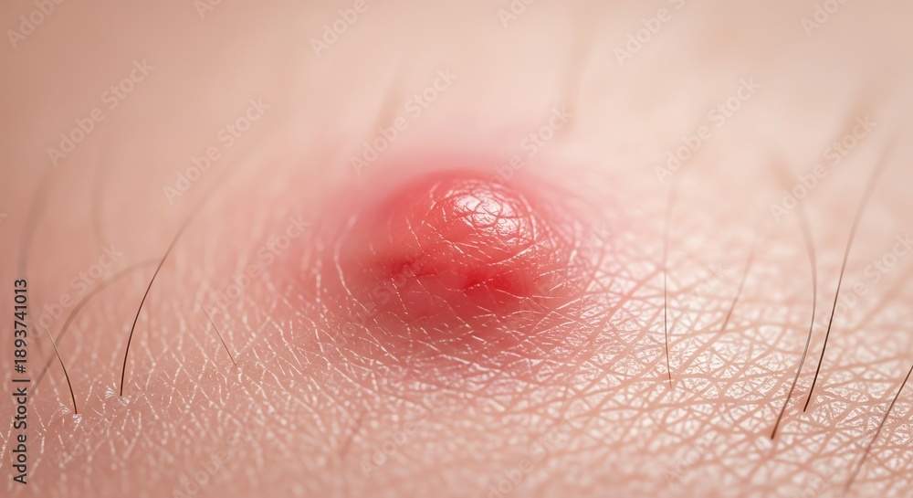 Fototapeta premium Skin inflammation closeup with red bump