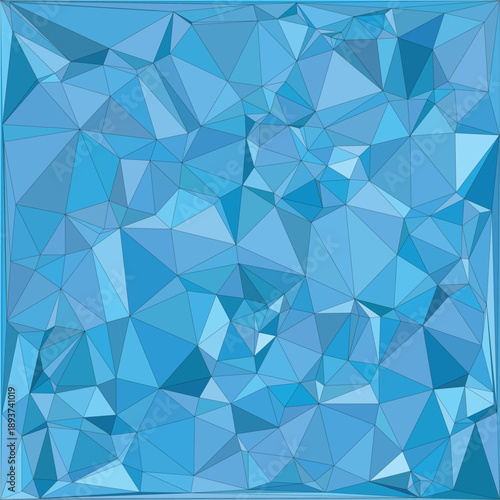 Intricate low poly design features numerous connected triangles in varying shades of blue colors