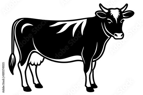 cow vector illustration, cow black symbol


