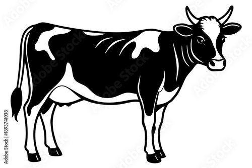 vector illustration of a cow, cow black symbol

