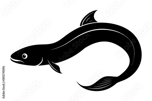  eel silhouette vector icon, Japanese eel fish 