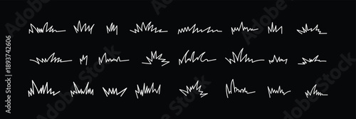 Grass line doodle. Outline grassland or meadow sketch, simple field design. Black grass brush stroke hand drawn texture for garden pattern or lawn. Herb marker vector element. Hand drawn grass vector 