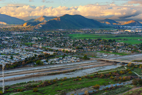 Riverside Cityscape and Santa Ana River View from Mt Rubidoux Trail