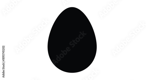 A simple black shape resembling an egg on a white background