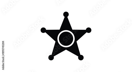 Black star badge with a central circle on a white background