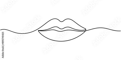 Continuous one line art female lips. Beauty salon woman girl smile concept design sketch outline drawing vector illustration, Continuous line drawing. Beautiful Woman s lips logo. Pastel soft