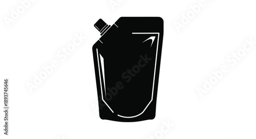 Black spout pouch mockup with a white outline isolated on white