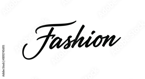 Elegant cursive typography spelling out the word fashion in black