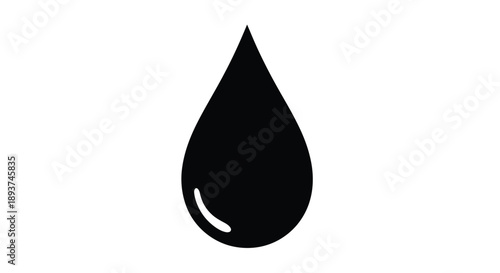 A single black teardrop shape isolated on a plain white background
