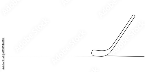 Continuous one line drawing of hockey stick, Hockey stick line continuous drawing vector. One line Bandy icon vector background. minimalist icon. 
