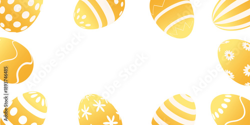 Yellow Easter background template. Vector frame for holiday cards, banners, invitations and spring graphics.