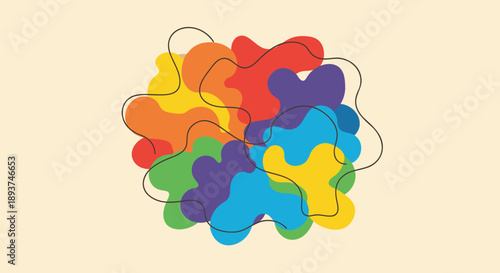 Vector colorful puzzle pieces illustration, for website or app background, overlay effect, isolated on transparent background, png