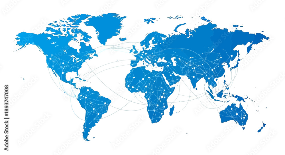 Obraz premium Blue World Map Illustration on White Background.