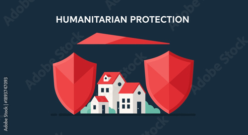 Houses Protected by Red Shields Illustration.