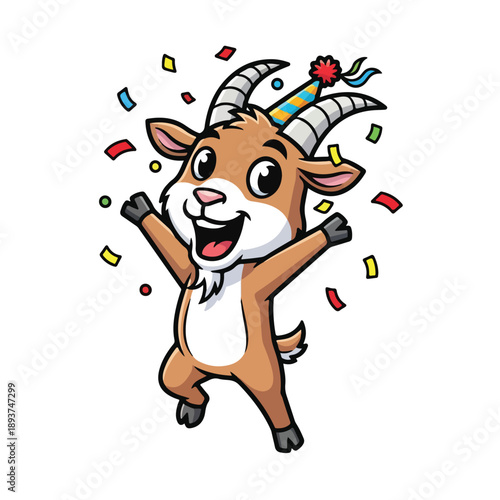 Celebrating New Year Goat Cartoon Character
