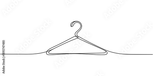 Clothes hangers continuous one line art drawing of minimalist style outline art on white background vector illustration
