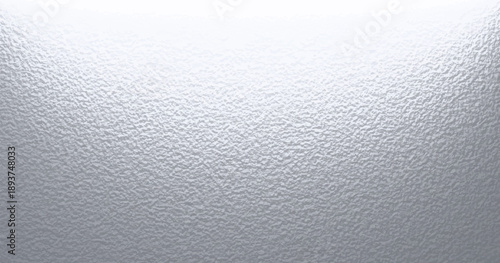 Frosted glass surface with silver ice pattern background. Gradient glossy rough material effect.