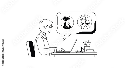 Businessman thinking about teamwork and schedule on computer