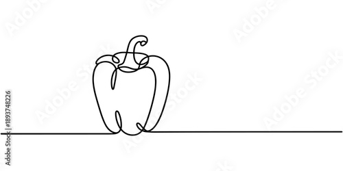 Continuous one line drawing of Sweet pepper bell pepper line art vector illustration. Capsicum continuous single line drawing vector illustration, Bell pepper continuous one line art drawing.