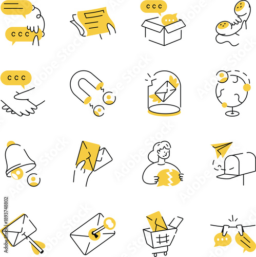 Collection of Communication Doodle Style Illustrations 
